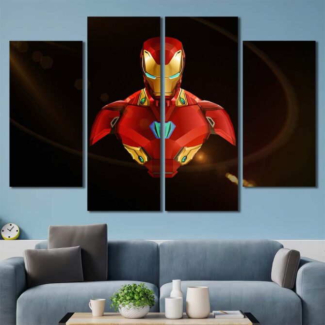 Superhero Ironman Printed Canvas Layout-Four Panels Diamond