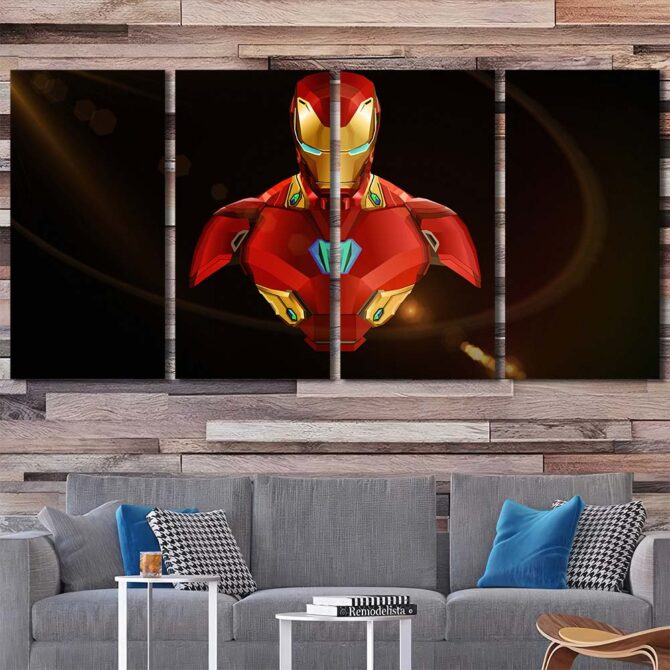 Superhero Ironman Printed Canvas Layout-Four Panels Regular