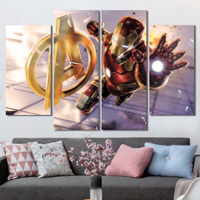Ironman Movie Canvas Art Layout-Four Panels Diamond