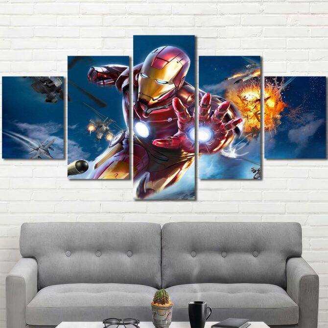 Movie Ironman Canvas Wall Art Layout-Five Panels Diamond