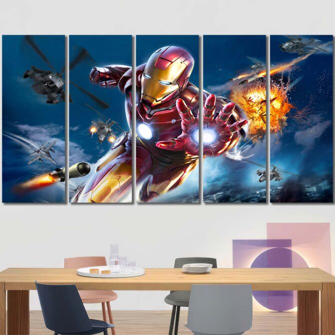 Movie Ironman Canvas Wall Art Layout-Five Panels Regular