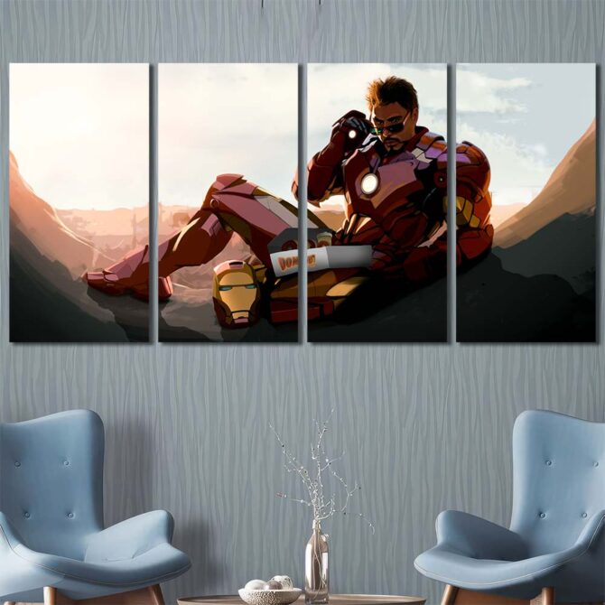 Superhero Ironman Large Wall Art Layout-Four Panels Regular