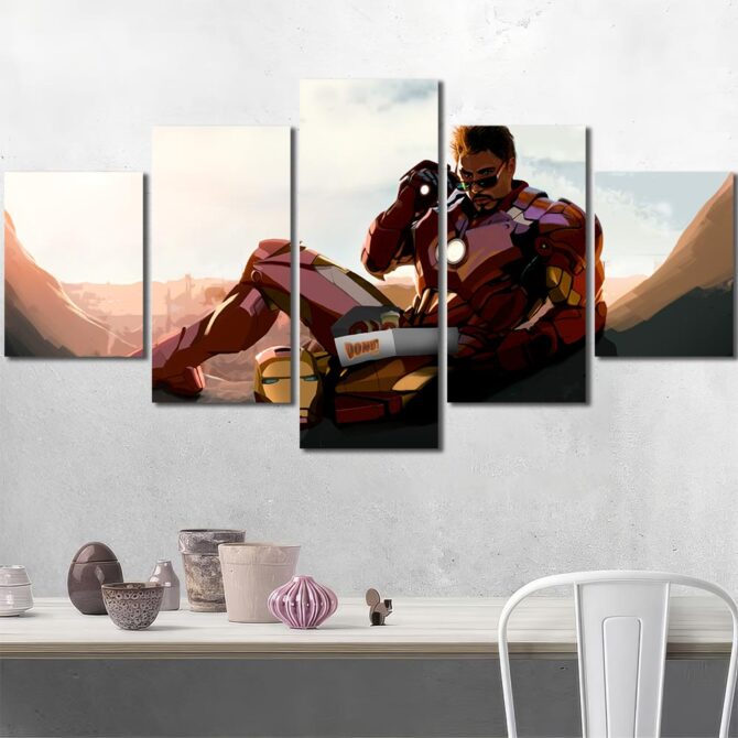 Superhero Ironman Large Wall Art Layout-Five Panels Diamond