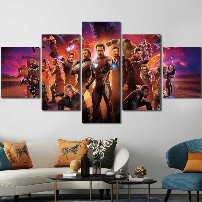 Avengers Art Painting Layout-Five Panels Diamond