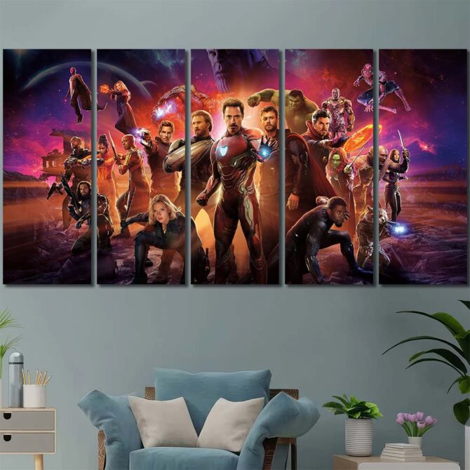 Avengers Art Painting Layout-Five Panels Regular