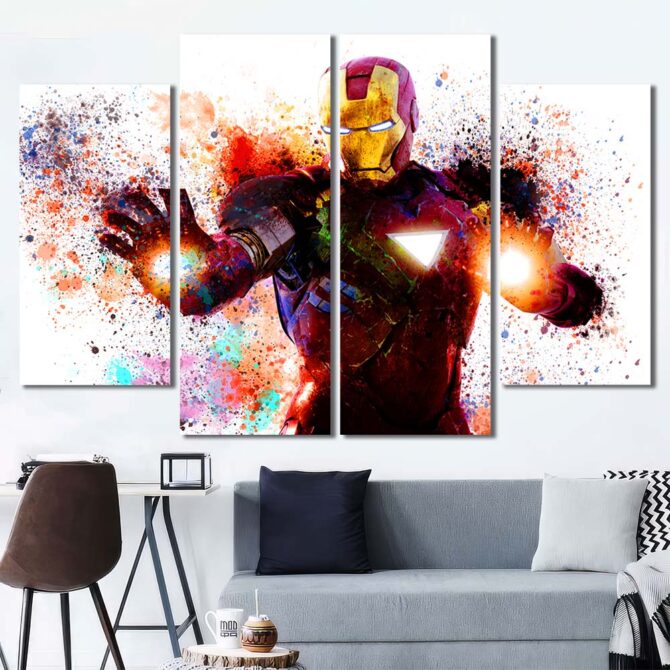 Superhero Ironman Big Wall Decor Layout-Four Panels Diamond