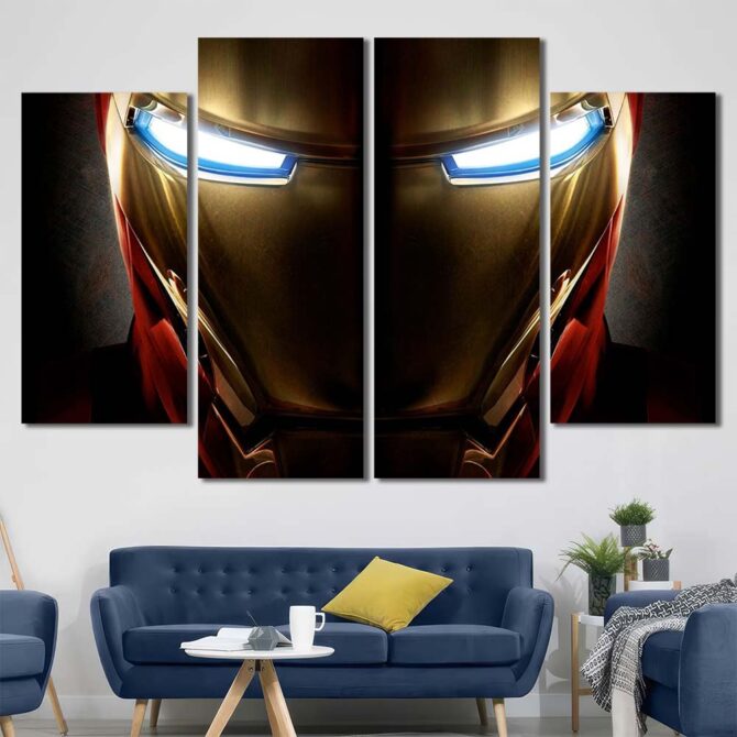 Ironman Printed Canvas Painting Layout-Four Panels Diamond