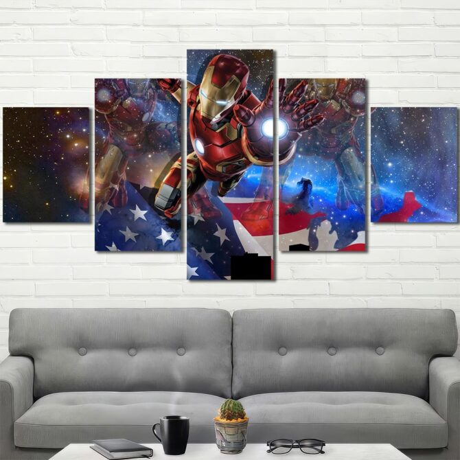 Ironman Movie Canvas Wall Art Layout-Five Panels Diamond