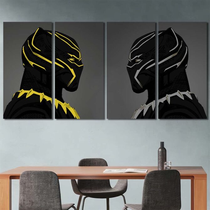 Panther Wall Art Print Layout-Four Panels Regular