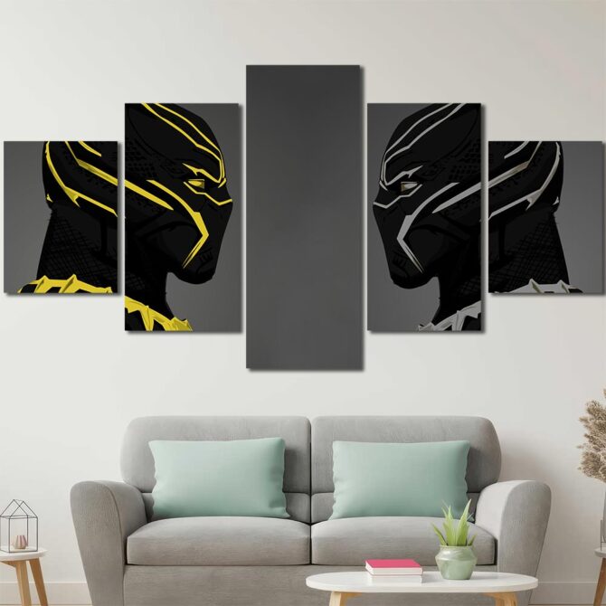 Panther Wall Art Print Layout-Five Panels Diamond