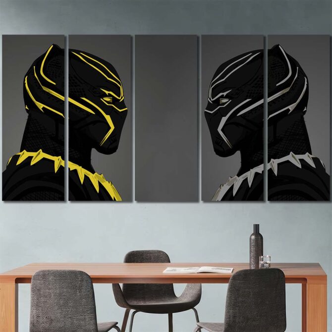 Panther Wall Art Print Layout-Five Panels Regular