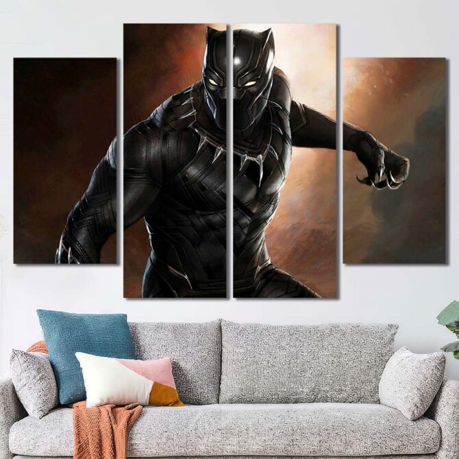 Superhero Panther Canvas Art Layout-Four Panels Diamond