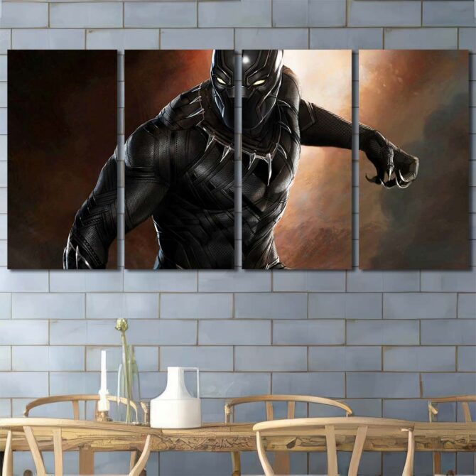 Superhero Panther Canvas Art Layout-Four Panels Regular