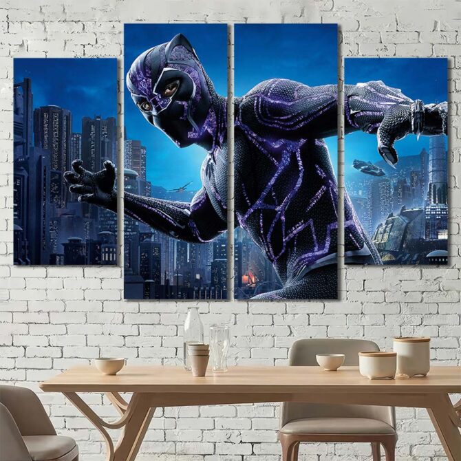Panther Movie Art Print Layout-Four Panels Diamond