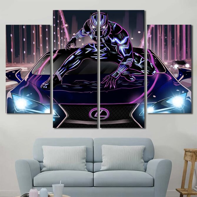 Movie Panther Canvas Prints Layout-Four Panels Diamond
