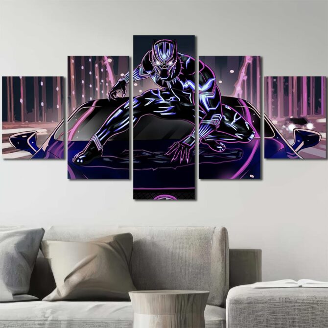 Movie Panther Canvas Prints Layout-Five Panels Diamond
