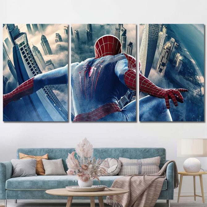 Spiderman Canvas Painting Layout-Three Panels Regular