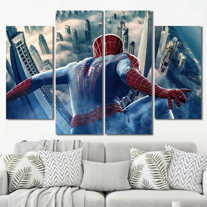 Spiderman Canvas Painting Layout-Four Panels Diamond
