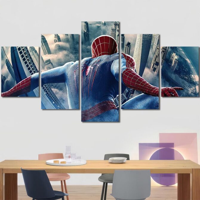 Spiderman Canvas Painting Layout-Five Panels Diamond