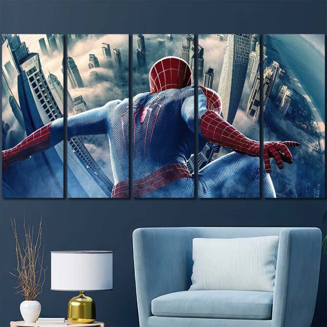 Spiderman Canvas Painting Layout-Five Panels Regular