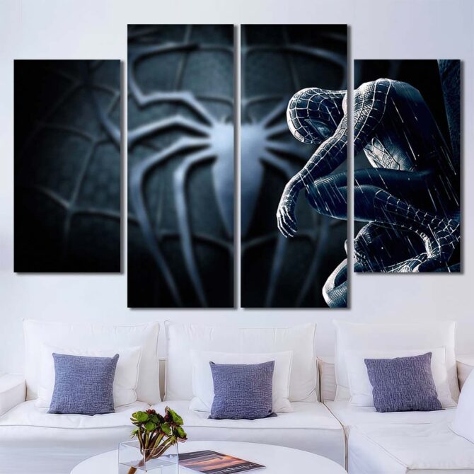 Movie Spiderman Painting Canvas Layout-Four Panels Diamond
