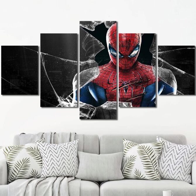 Superhero Spiderman Canvas Picture Layout-Five Panels Diamond