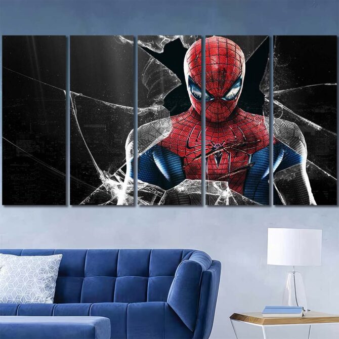 Superhero Spiderman Canvas Picture Layout-Five Panels Regular