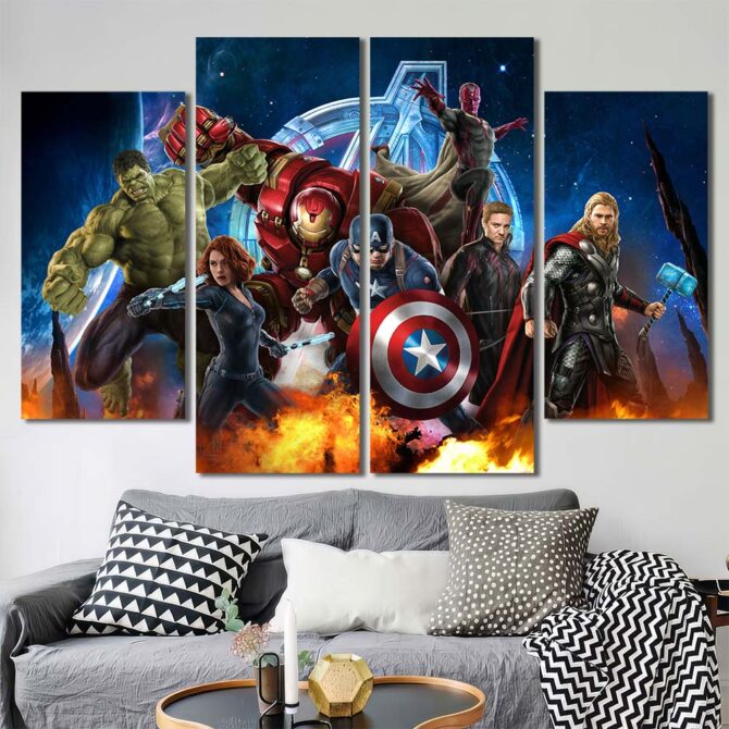 Avengers Canvas Print Layout-Four Panels Diamond