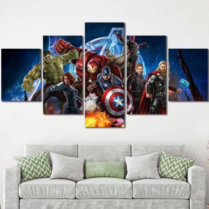 Avengers Canvas Print Layout-Five Panels Diamond
