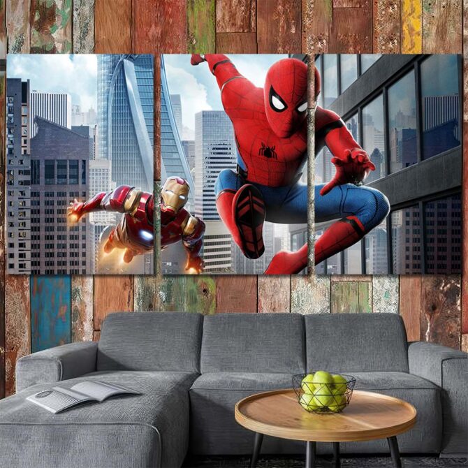 Superhero Spiderman Painting Layout-Three Panels Regular