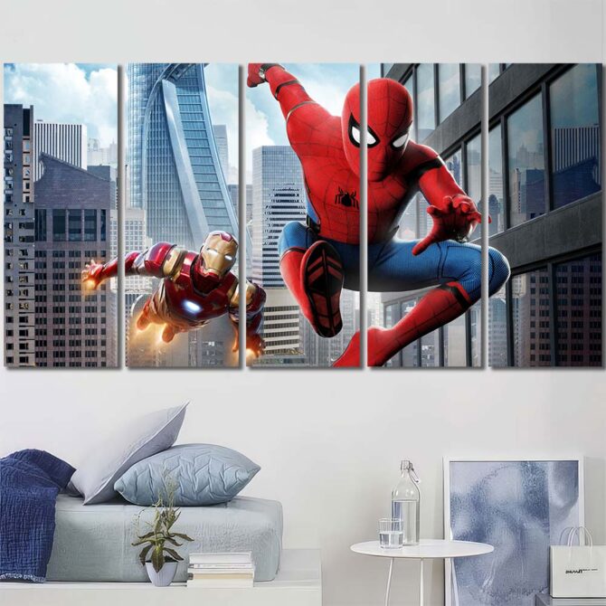 Superhero Spiderman Painting Layout-Five Panels Regular