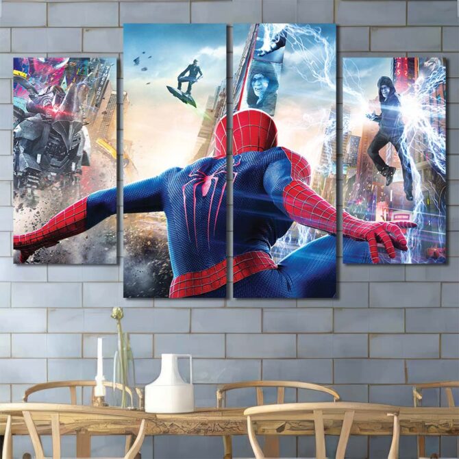 Spiderman Movie Printed Canvas Layout-Four Panels Diamond