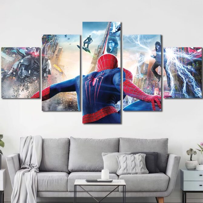 Spiderman Movie Printed Canvas Layout-Five Panels Diamond