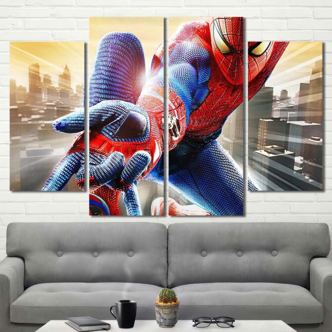 Movie Spiderman Framed Canvas Layout-Four Panels Diamond