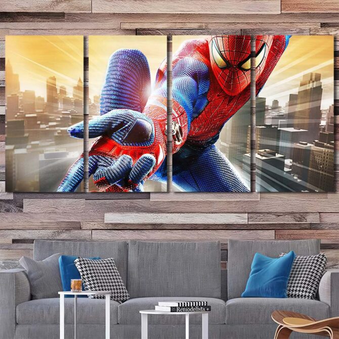 Movie Spiderman Framed Canvas Layout-Four Panels Regular