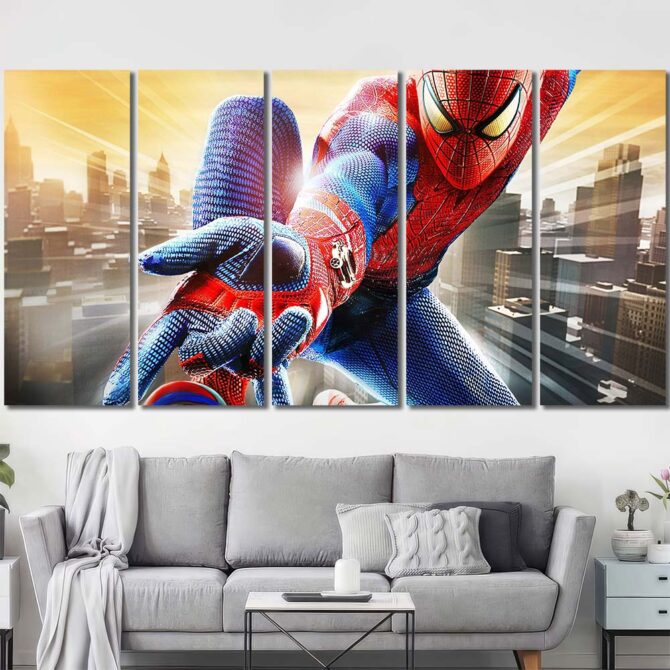 Movie Spiderman Framed Canvas Layout-Five Panels Regular