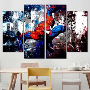 Superhero Spiderman Canvas Art Layout-Four Panels Diamond