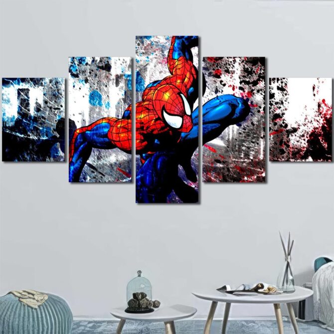 Superhero Spiderman Canvas Art Layout-Five Panels Diamond