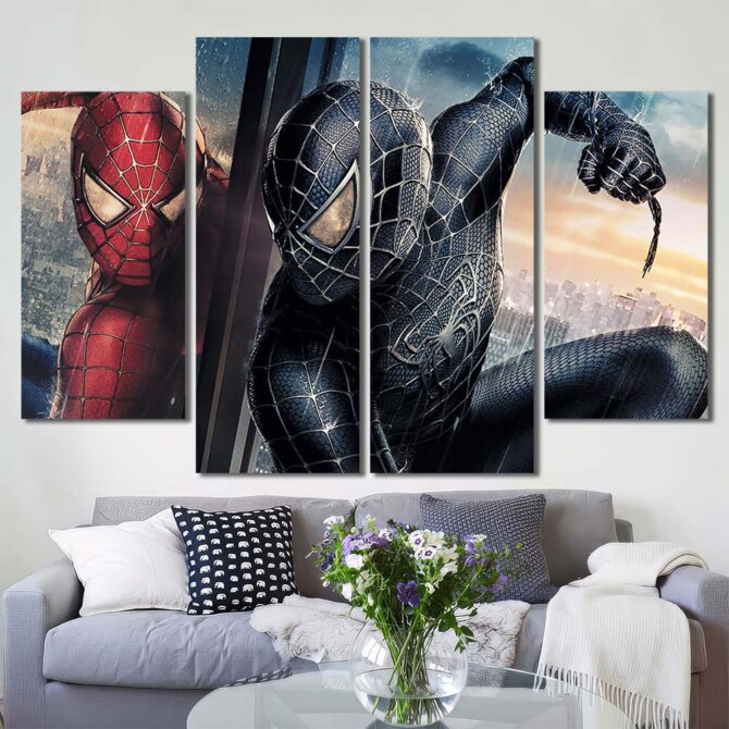 Spiderman Canvas Wall Art Layout-Four Panels Diamond