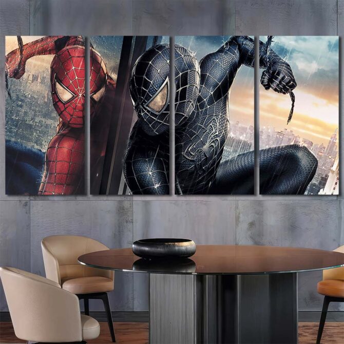 Spiderman Canvas Wall Art Layout-Four Panels Regular