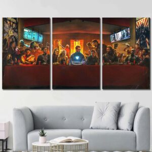 Avengers Last Supper Framed Canvas Layout-Three Panels Regular