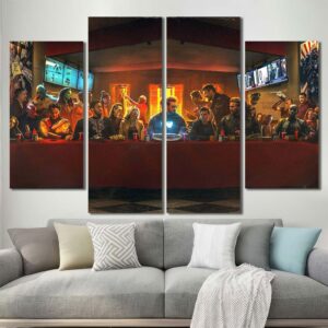 Avengers Last Supper Framed Canvas Layout-Four Panels Diamond