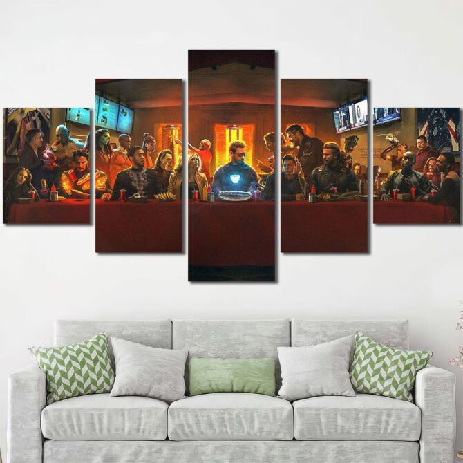 Avengers Last Supper Framed Canvas Layout-Five Panels Diamond