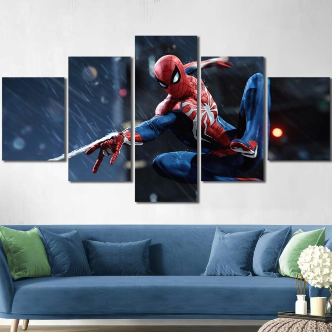 Spiderman Wallart Canvas Layout-Five Panels Diamond