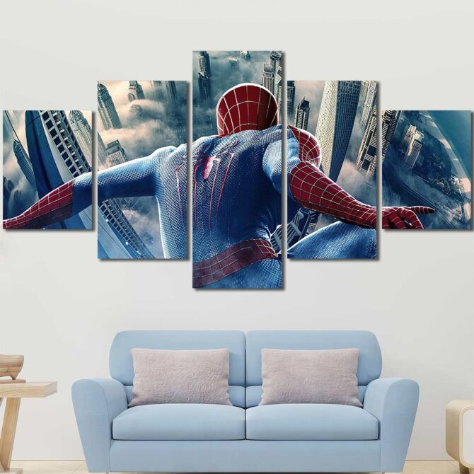 Spiderman Movie Big Wall Canvas Layout-Five Panels Diamond