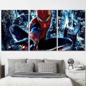 Movie Spiderman Printed Canvas Painting Layout-Three Panels Regular