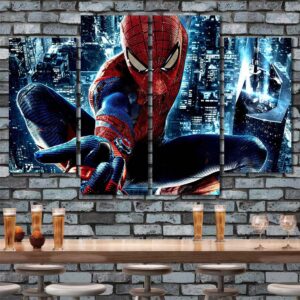 Movie Spiderman Printed Canvas Painting Layout-Four Panels Diamond