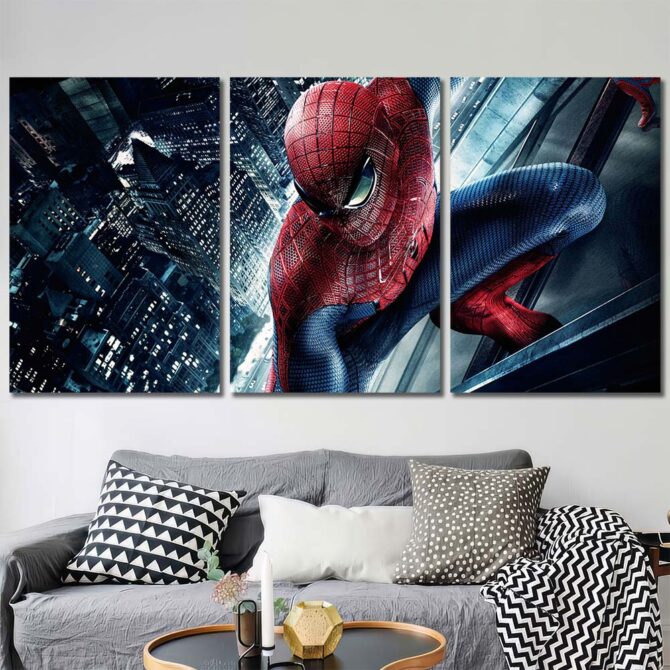 Superhero Spiderman Canvas Wall Art Layout-Three Panels Regular