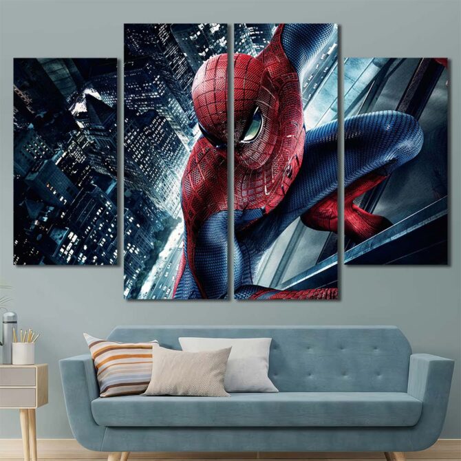 Superhero Spiderman Canvas Wall Art Layout-Four Panels Diamond