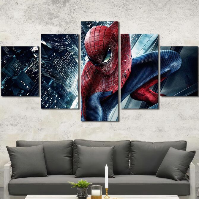 Superhero Spiderman Canvas Wall Art Layout-Five Panels Diamond